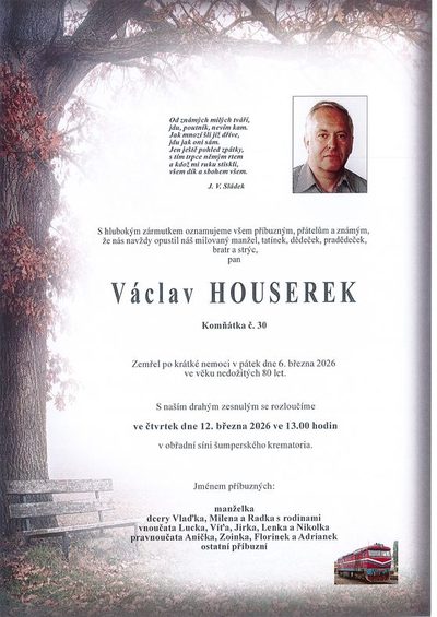 Smuteční oznámení – Václav Houserek