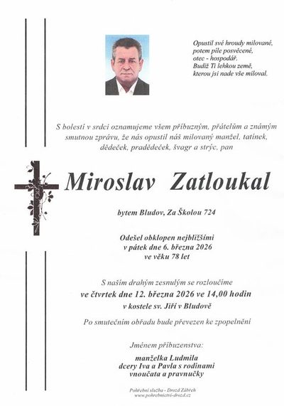 Smuteční oznámení – Miroslav Zatloukal