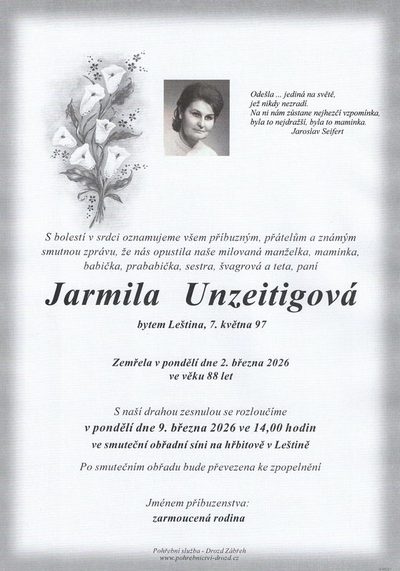 Smuteční oznámení – Jaroslav Seifert