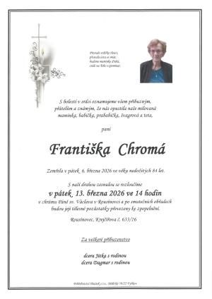 Smuteční oznámení – Františka Chromá
