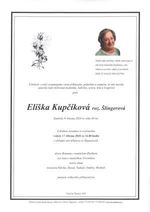 Smuteční oznámení – Eliška Kupčíková