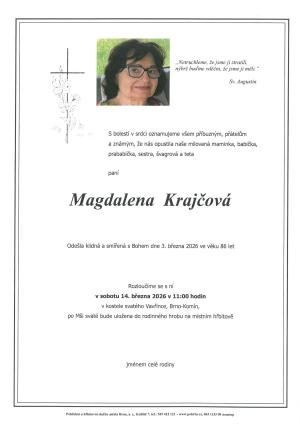 Smuteční oznámení – Magdalena Krajčová