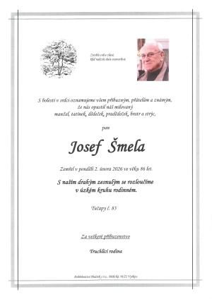 Smuteční oznámení – Josef Šmela