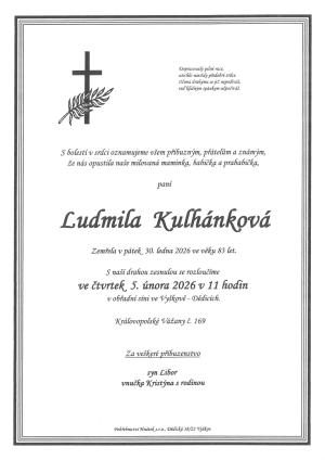 Smuteční oznámení – Ludmila Kulhánková