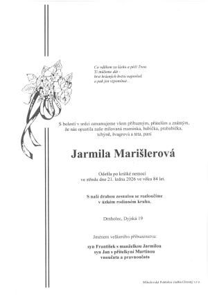 Smuteční oznámení – Jarmila Marišlerová