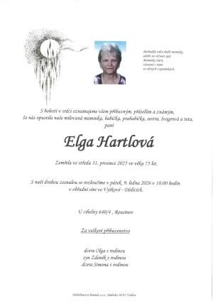 Smuteční oznámení – Elga Hartlová