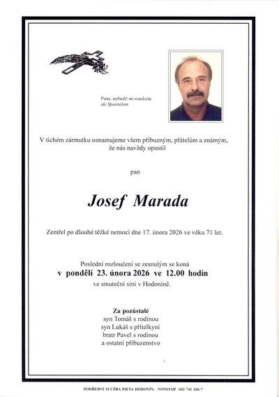 Smuteční oznámení – Josef Marada