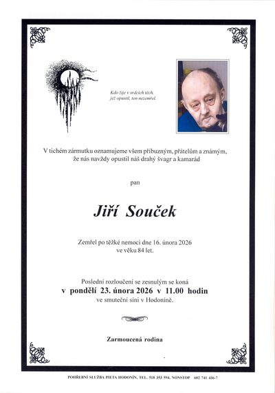 Smuteční oznámení – Soucek