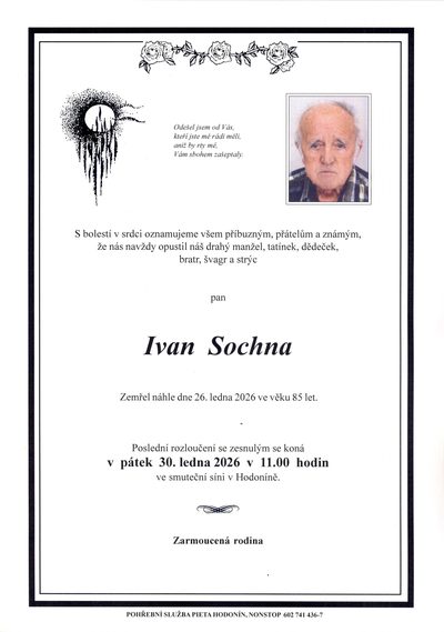 Smuteční oznámení – Ivan Sochna