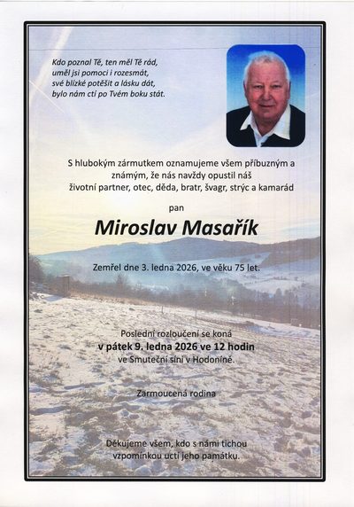 Smuteční oznámení – Masarik