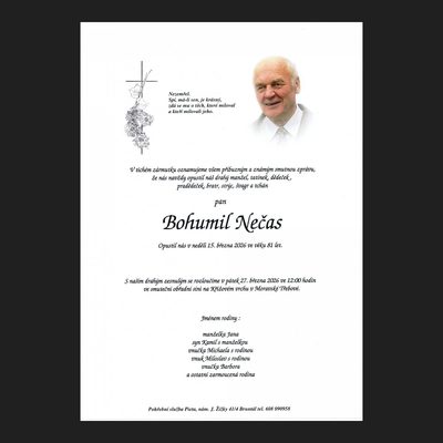 Smuteční oznámení – Bohumil Nečas