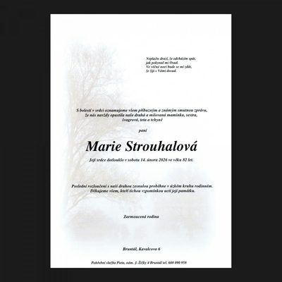 Smuteční oznámení – Marie Strouhalová