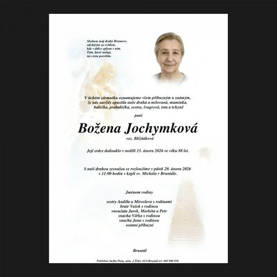 Smuteční oznámení – Božena Jochymková