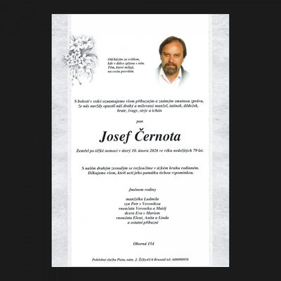 Smuteční oznámení – Josef Černota