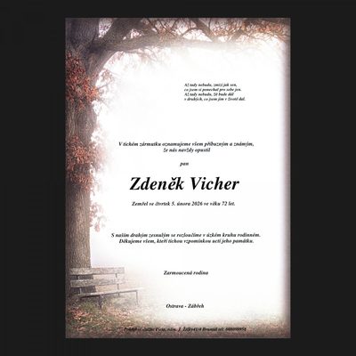 Smuteční oznámení – Zdeněk Vicher
