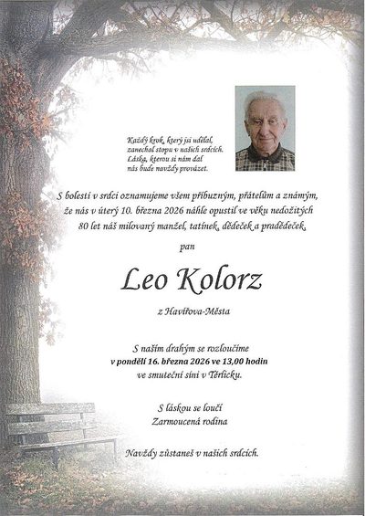 Smuteční oznámení – Leo Kolorz