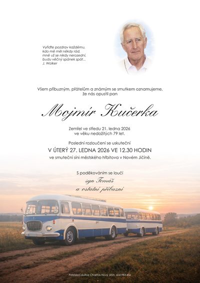 Smuteční oznámení – Mojmír Kučerka