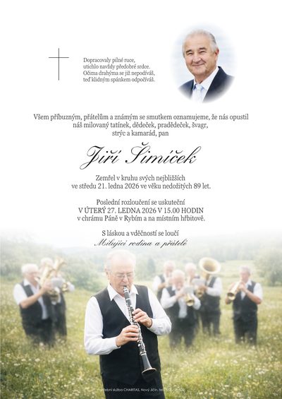Smuteční oznámení – Jiří Šimíček