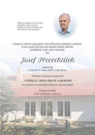 Smuteční oznámení – Josef Přecechtílek