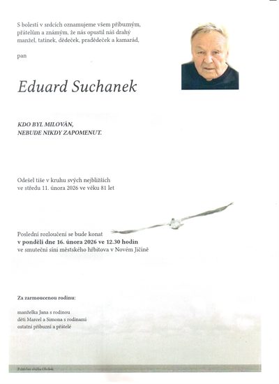 Smuteční oznámení – Eduard Suchanek