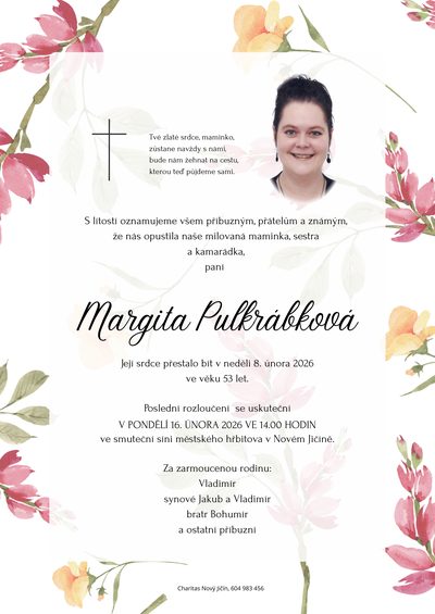 Smuteční oznámení – Margita Pulkrábková