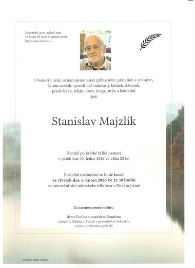 Smuteční oznámení – Stanislav Majzlík