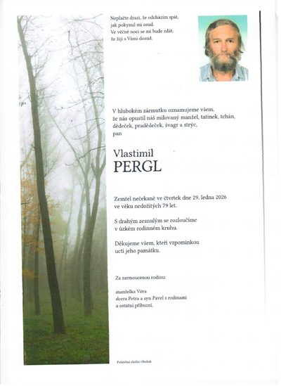 Smuteční oznámení – Vlastimil Pergl