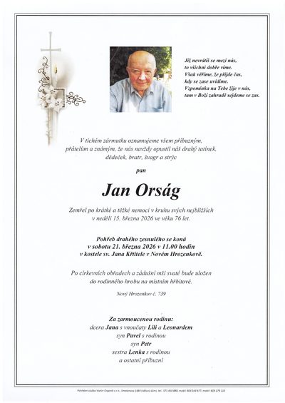 Smuteční oznámení – Jan Orság