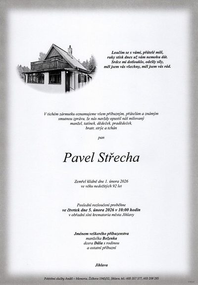 Smuteční oznámení – Pavel Střecha