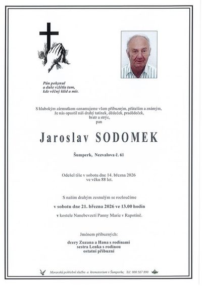 Smuteční oznámení – Jaroslav Sodomek