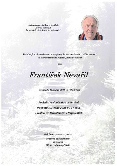 Smuteční oznámení – František Nevařil