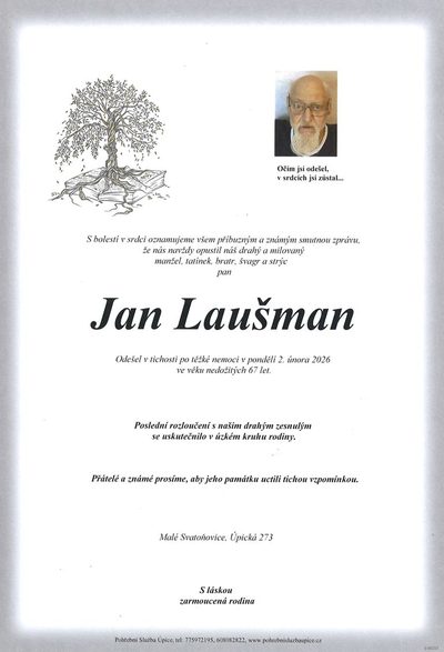 Smuteční oznámení – Jan Laušman