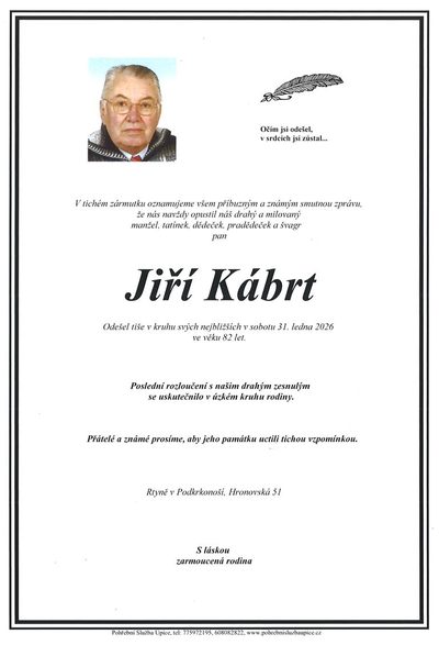 Smuteční oznámení – Jiří Kábrt