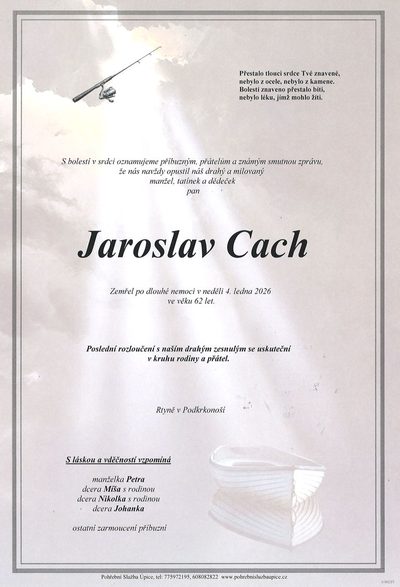 Smuteční oznámení – jaroslav Cach