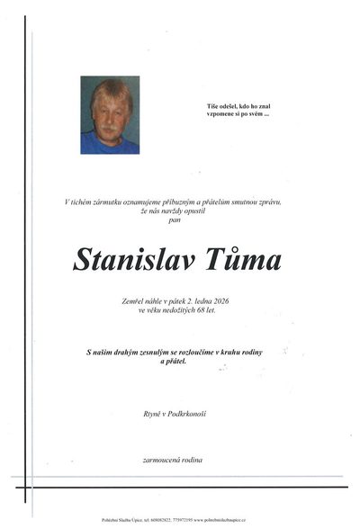 Smuteční oznámení – Stanislav Tůma