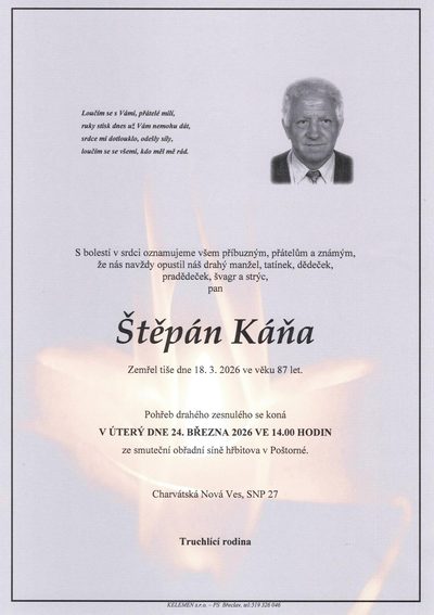 Smuteční oznámení – Štěpán Káňa