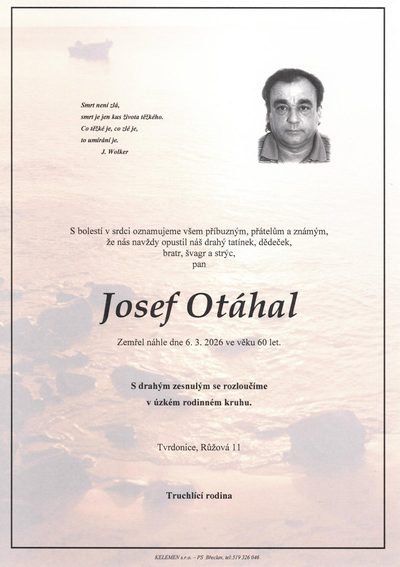 Smuteční oznámení – Josef Otáhal