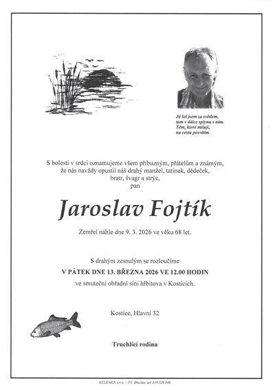 Smuteční oznámení – Jaroslav Fojtík