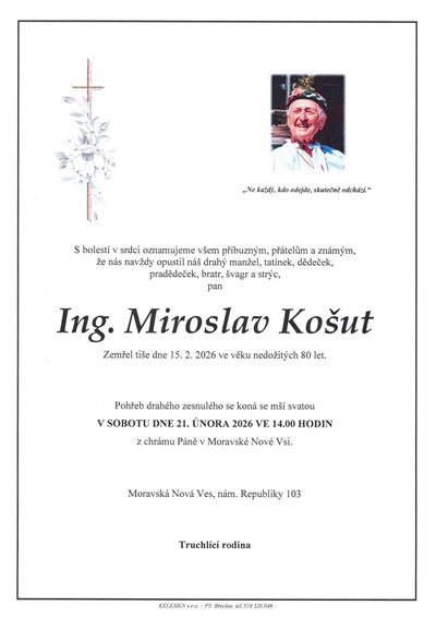Smuteční oznámení – Miroslav Košut