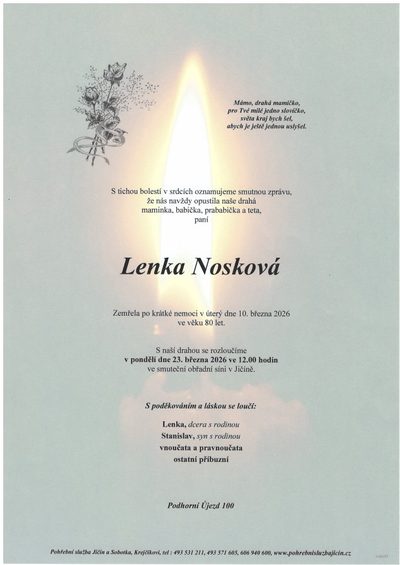 Smuteční oznámení – Lenka Nosková
