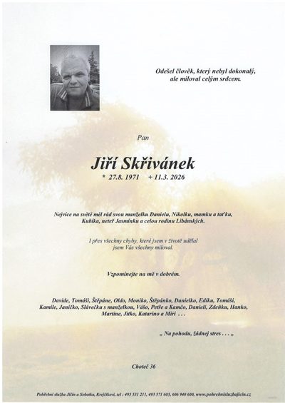 Smuteční oznámení – Jiří Skřivánek