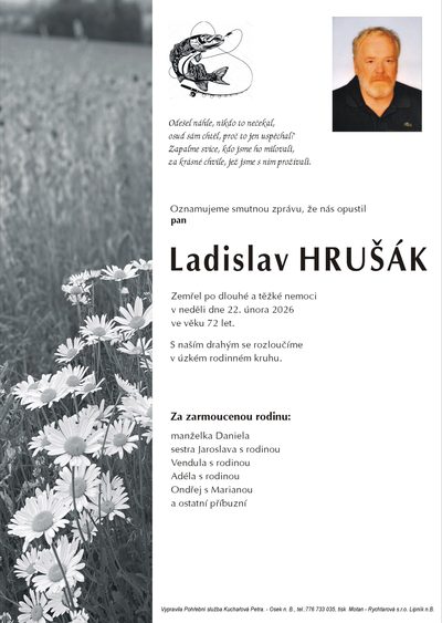 Smuteční oznámení – Ladislav Hrušák