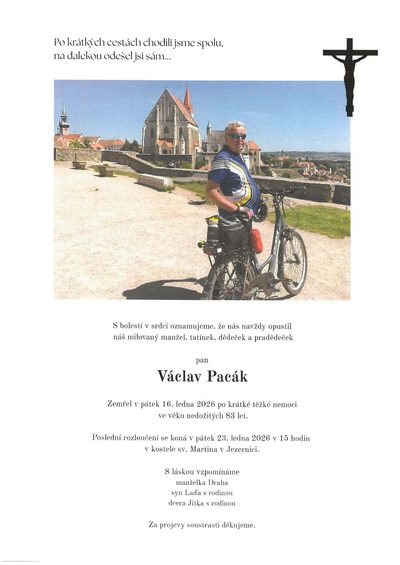 Smuteční oznámení – Václav Pacák