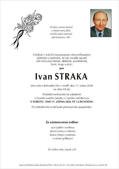 Smuteční oznámení – Ivan Straka