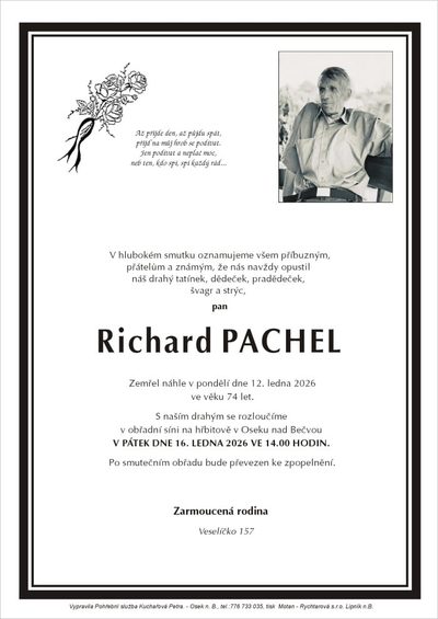 Smuteční oznámení – Richard Pachel