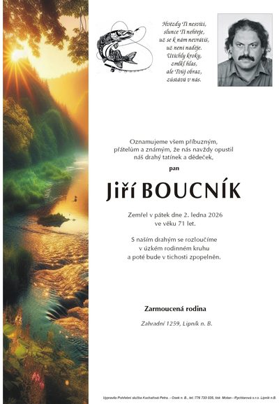 Smuteční oznámení – Jiří Boucník