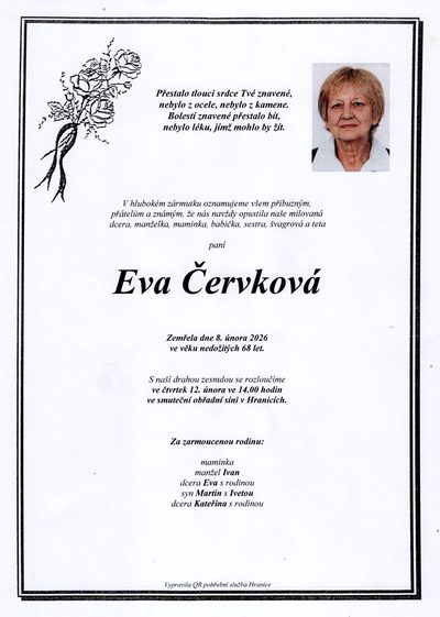 Smuteční oznámení – Eva Červková