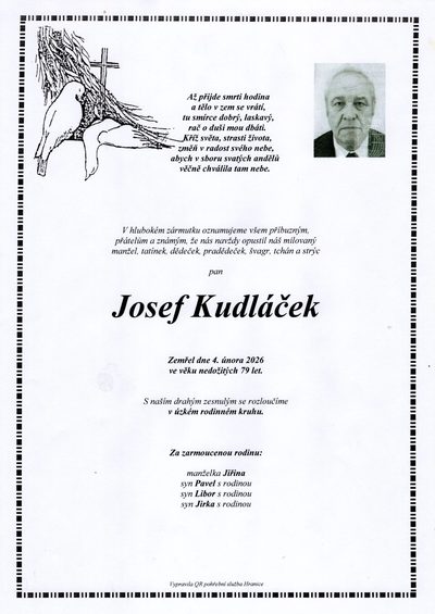 Smuteční oznámení – Josef Kudláček