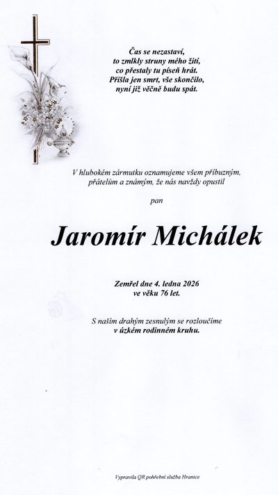 Smuteční oznámení – Jaromír Michálek