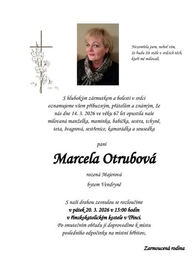 Smuteční oznámení – Marcela Otrubová